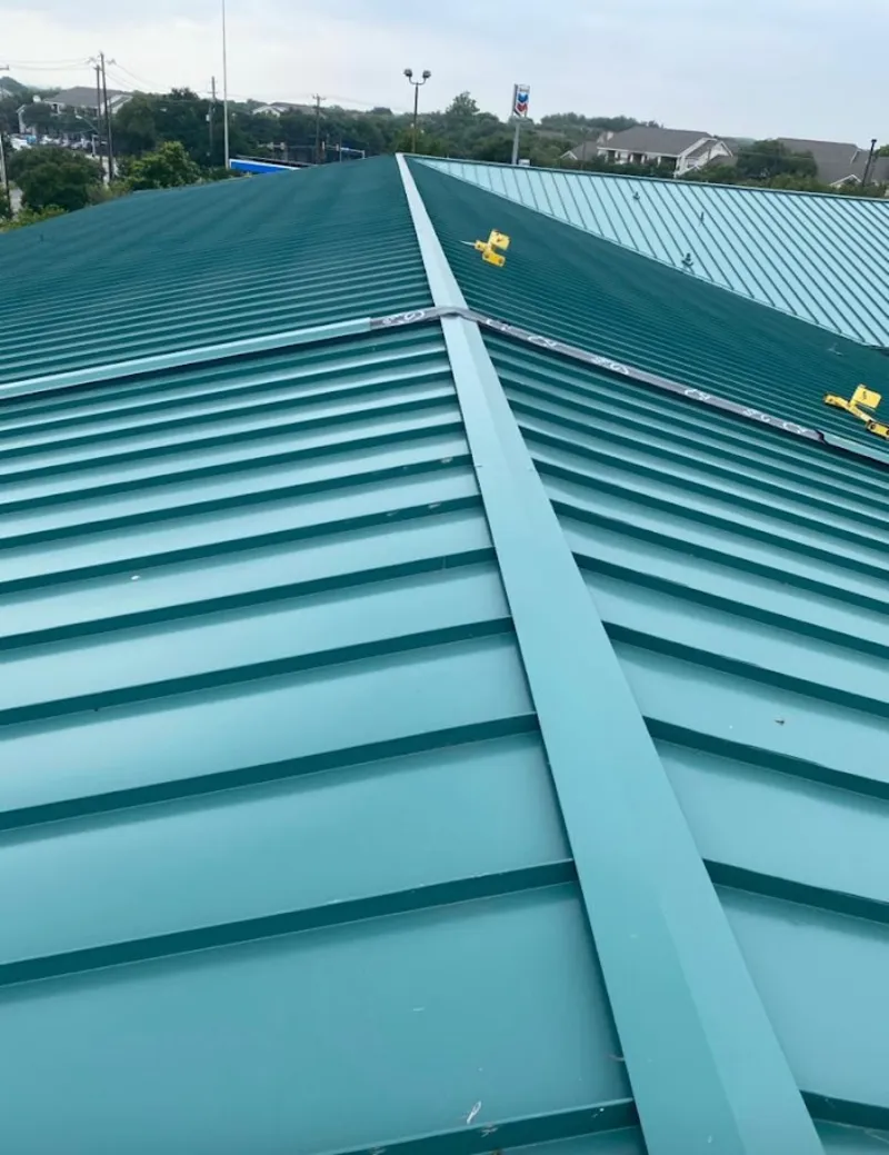 Green commercial metal roof ridge and valley for Metal Roof Repair in Park City